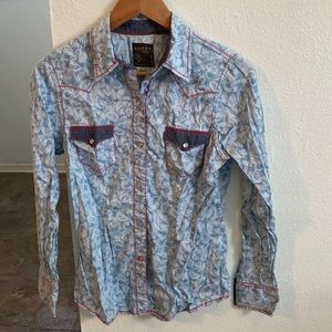 Roper Woman’s Western Long Sleeve Snap Botton Down Size S